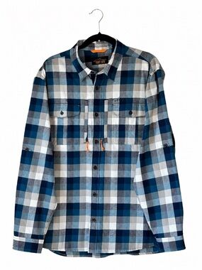 Orvis Trout Bum Large Blue Plaid Fishing Shirt Long Sleeve Vented